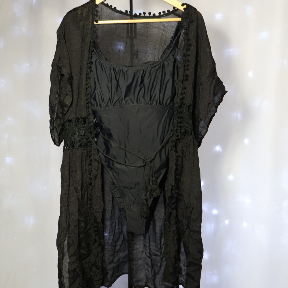 Black Sheer Cover-Up with Swimsuit